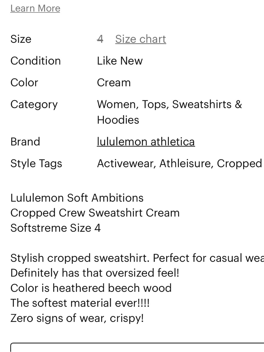 lululemon athletica Cropped Crew Sweatshirt - Cream - Picture 8 of 8